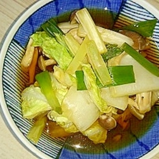 白菜・ぶなしめじ・長ネギのすき焼きのたれ煮